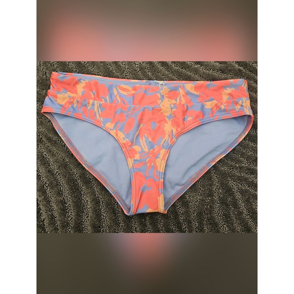 Prana Floral Bikini Bottoms in Coral and Light Blue